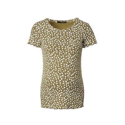 Supermom gebloemd zwangerschapsshirt olijfgroen/wit