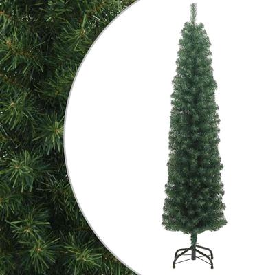 VidaXL Kunstkerstboom met standaard smal 210 cm pvc groen