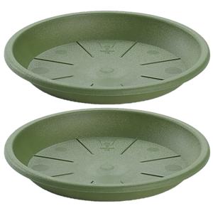PlasticForte Opvangschaal Plantenpot - 3x stuks - groen - D16 cm - Kunststof