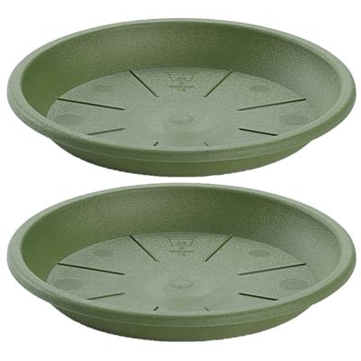 PlasticForte Opvangschaal Plantenpot - 3x stuks - groen - D16 cm - Kunststof