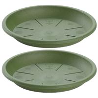 PlasticForte Opvangschaal Plantenpot - 3x stuks - groen - D16 cm - Kunststof