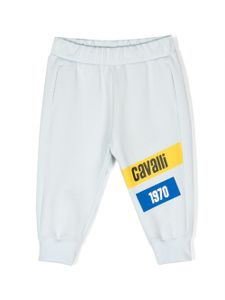 Roberto Cavalli Junior pantalon de jogging en coton à logo imprimé - Bleu