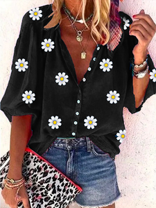 Loose Stand Collar Daisy Casual Blouse