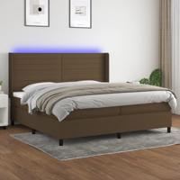 Boxspring met matras en LED stof donkerbruin 200x200 cm