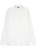 TOM FORD buttoned-collar poplin lyocell shirt - Blanc