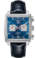 Horlogeband Tag Heuer CAW2111 / CW2113 / FC6183 Krokodillenleer Blauw 22mm - thumbnail