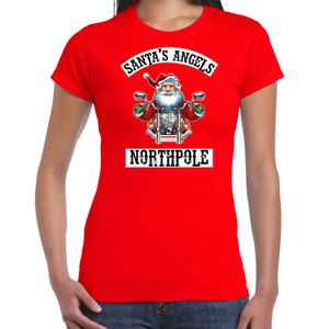 Fout Kerstshirt / outfit Santas angels Northpole rood voor dames