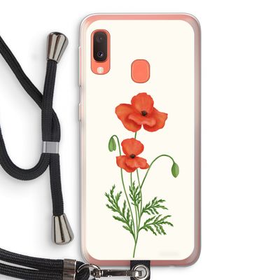 Red poppy: Samsung Galaxy A20e Transparant Hoesje met koord