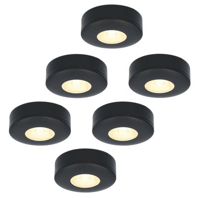 HOFTRONIC™ Set van 6 LED Opbouwspots Pavo zwart 3 Watt 2700K 300lm Ultra dun 23 mm