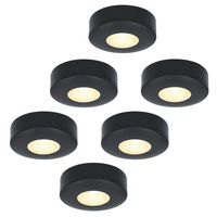 HOFTRONIC™ Set van 6 LED Opbouwspots Pavo zwart 3 Watt 2700K 300lm Ultra dun 23 mm