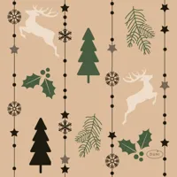 Duni 3-laags tissue servet natural yuletide 24x24cm bruin 20 stuks
