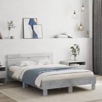 Bedframe met hoofdeinde bewerkt hout betongrijs 135x190 cm