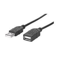 Manhattan USB-kabel USB 2.0 USB-A stekker, USB-A bus 1.80 m Zwart Vergulde steekcontacten, UL gecertificeerd 338653-CG