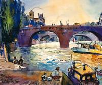 Kunstdruk Michael Leu - Evening by the Seine 60x50cm
