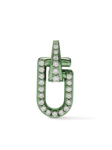 EÉRA puce d'oreille en or blanc 18ct pavée de diamants - Vert