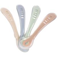 Set van 4 siliconen lepels voor de tweede leeftijd, fluweelgrijs/saliegroen