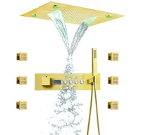 Thermostatische Douchekraan met LED Display - Ingebouwde Smart Functie | Vierkante Douchestraal | Messing | Zwart