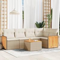 6-delige Loungeset met kussens poly rattan beige 6-delige Loungeset met kussens poly rattan beige