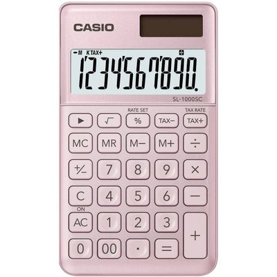Casio SL-1000SC Zakrekenmachine Roze Aantal displayposities: 10 werkt op zonne-energie, werkt op batterijen (b x h x d) 71 x 9 x 120 mm