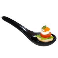 Amuse/aperitief lepels - hapjes/tapas - 1x stuks - porselein - zwart