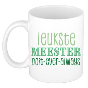 Cadeau koffie/thee mok voor Meester - groen - de leukste Meester - keramiek - 300 ml