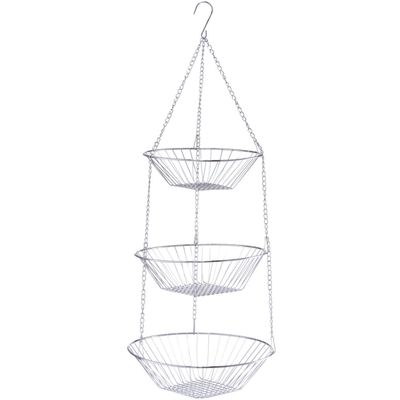 Lifetime Cooking fruitschaal 3-laags hangend 70 x 25 cm zilver