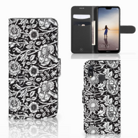 Huawei P20 Lite Hoesje Black Flowers