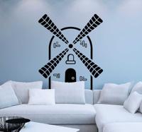 Muurdecoratie stickers zwarte windmolen