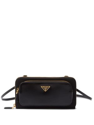 Prada portefeuille en cuir à plaque logo - Noir