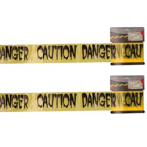 Markeerlint/afzetlint - 2x - Caution Danger - 9M - geel/zwart - kunststof