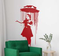 Banksy meisje met paraplu woonkamer muur decor - thumbnail