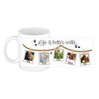 Cadeau koffie/thee mok - life is better with cats - wit - 300 ml - keramiek - kat/poes