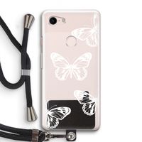 White butterfly: Pixel 3 Transparant Hoesje met koord White butterfly: Pixel 3 Transparant Hoesje met koord