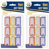 Sleutelhanger labels - 36x - gekleurd - met etiket/schrijfvakje - sleutellabels