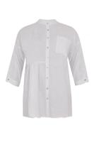 Yoek Blouse met plooien linnen | Wit | Maat 42/44 Yoek Blouse met plooien linnen | Wit | Maat 42/44