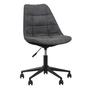 1+1 Gratis Leen Bakker - Bureaustoel Senja - Geblokt Antraciet - Zwart Metaal - Stof - Grijs - 65x65x87.5 Cm