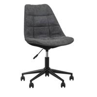1+1 Gratis Leen Bakker - Bureaustoel Senja - Geblokt Antraciet - Zwart Metaal - Stof - Grijs - 65x65x87.5 Cm