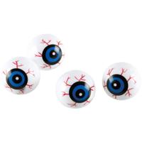 Oogballen Halloween - 6x stuks - wit/blauw - 3cm - kunststof - horror - feestdecoratie