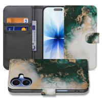 Bookcase iPhone 17 Marmer Groen PU Leer 3 Pasjes