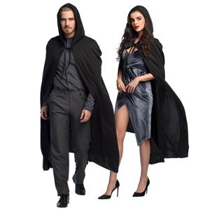 Halloween verkleed cape met capuchon - voor volwassenen - zwart - fluweel