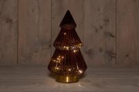 B.O.T. Tree Glass 15X28,5 cm Burgundy With Golden Base 10Led - Annas collection