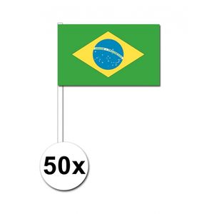 Zwaaivlaggetjes Brazilie 50 stuks   -