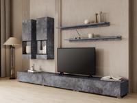 Tv-meubel set BABEL 5 deuren kleurrijke leisteen met verlichting zonder salontafel