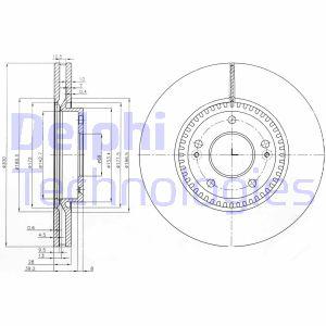 Remschijf DELPHI, Remschijftype: Geventileerd, u.a. für Hyundai, KIA