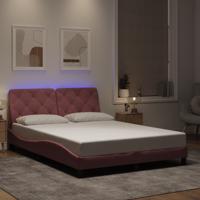 Bedframe met LED-verlichting fluweel roze 120x200 cm