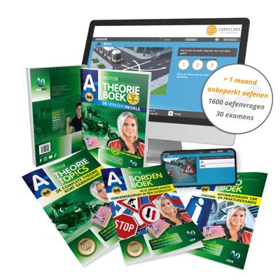 Motor Theorieboek 2025 met 1 Maand Onbeperkt Oefenen - 1600 Oefenvragen en 30 Examens - Samenvatting, CBR Infoboek en Bordenboek