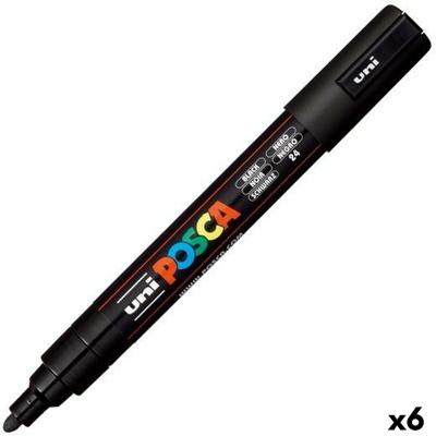Markeerstiften POSCA PC-5M Kogelpunt Zwart (6 Stuks)