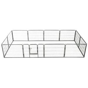 VidaXL Hondenren met 12 panelen 80x60 cm staal zwart
