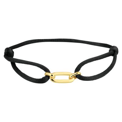 Armband Ovale schakel 20 x 6 mm satijn-zilver zwart-goudkleurig 13-26 cm