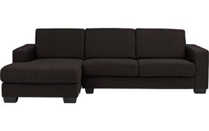 Goossens Hoekbank N-joy Divana Met Chaise Longue donkerbruin, stof, 2,5-zits, stijlvol landelijk met chaise longue links